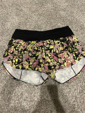 lululemon athletica Women's Pink, Yellow & Black Floral Running Shorts